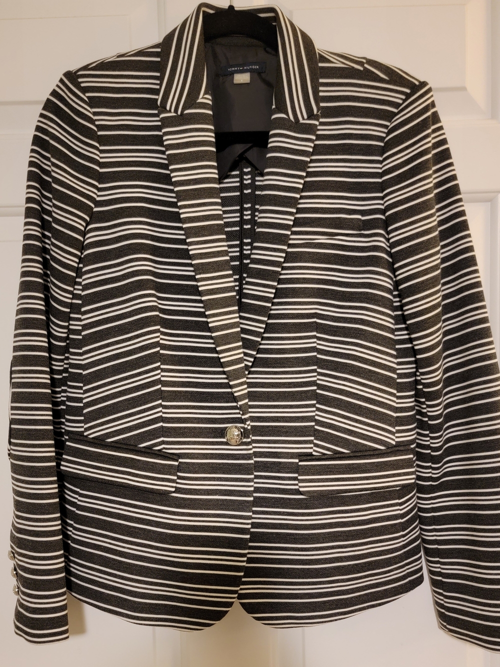 Tommy Hilfiger Black and White Striped Sport Coat